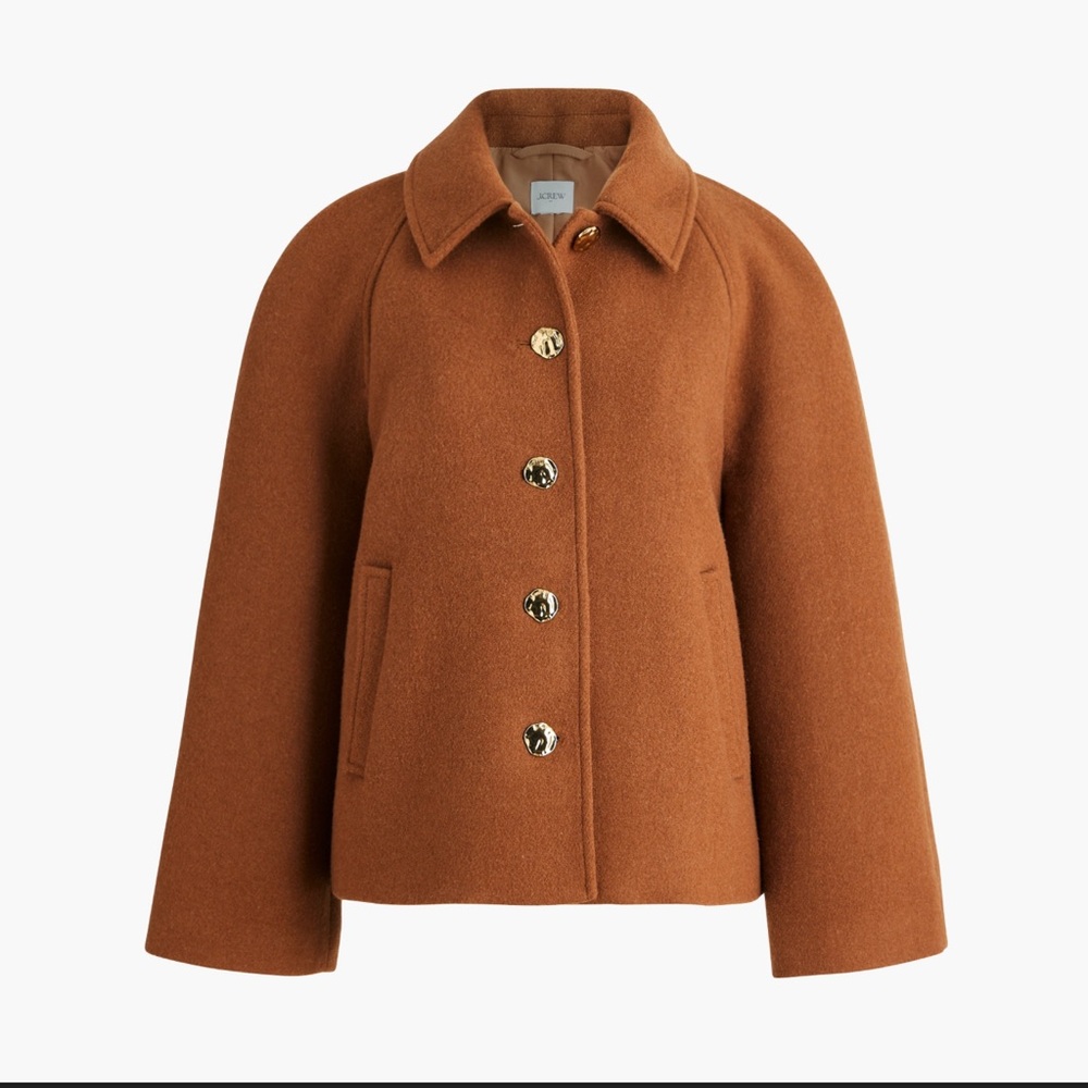 J. Crew Cropped Wool-Blend Swing Coat